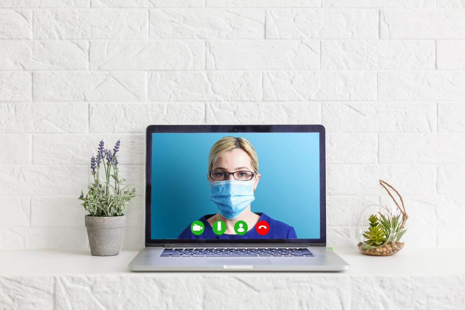 Virtual medical assistant conducting an online consultation displayed on a laptop screen, enhancing healthcare efficiency remotely.