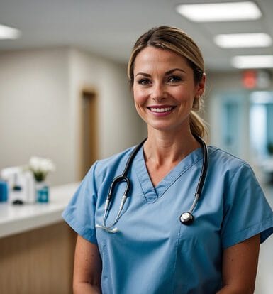 Pharmacist advising a patient on medications while outsourced billing services handle claims.