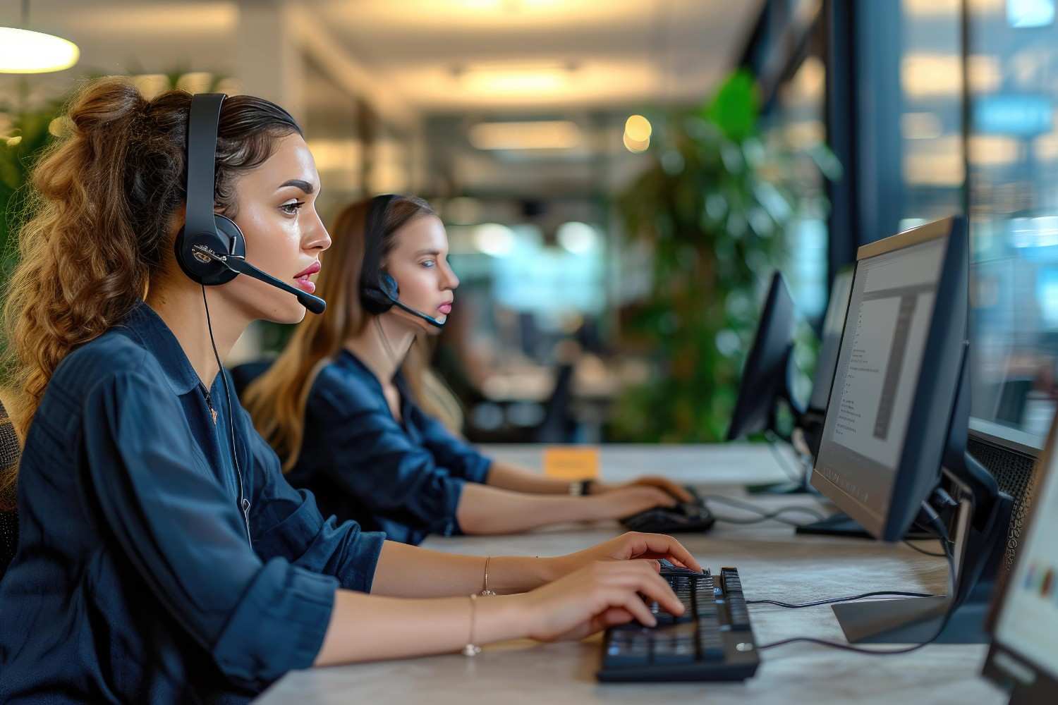 Virtual Medical Assistants working at their desks, managing insurance verification and claims processing for a healthcare provider.