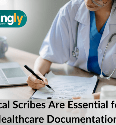 A healthcare professional using medical scribing services.