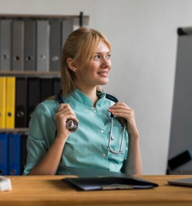 A long-term care pharmacy team reviewing billing processes with an outsourcing provider.