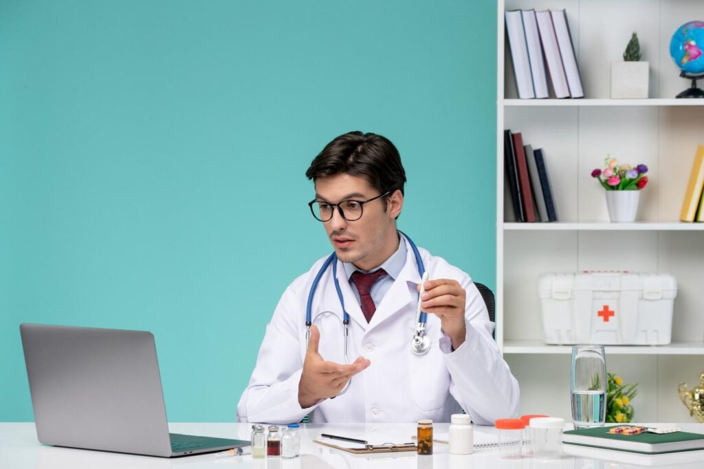 Healthcare professional reviewing medical coding documentation for tracking semaglutide and NAION risks in diabetes care.