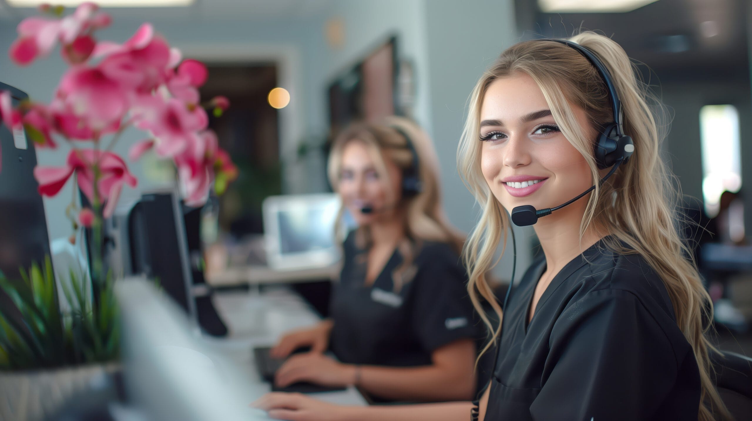 Healthcare professionals collaborating in a modern call center providing medical outsourcing services