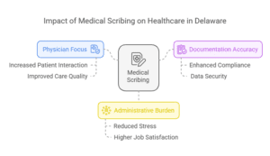 Infographic showing the impact of medical scribing on healthcare in Delaware