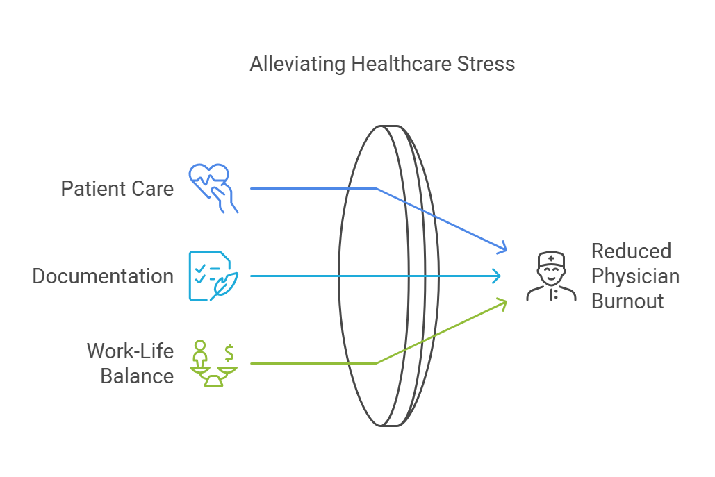 Venn diagram showing virtual medical scribes' impact