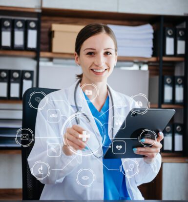 A medical coder reviewing patient records for accuracy