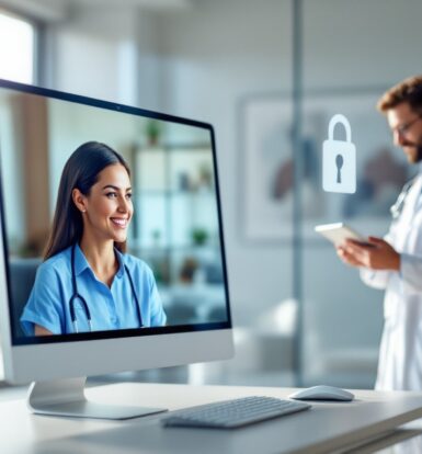 Virtual Medical Receptionists in Healthcare assisting a doctor remotely with HIPAA-compliant communication