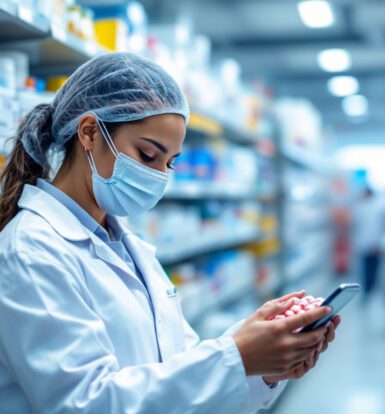 Pharmacist preparing medications for a long-term care facility