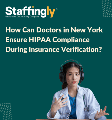 Doctor in New York securely verifying patient insurance information on a computer