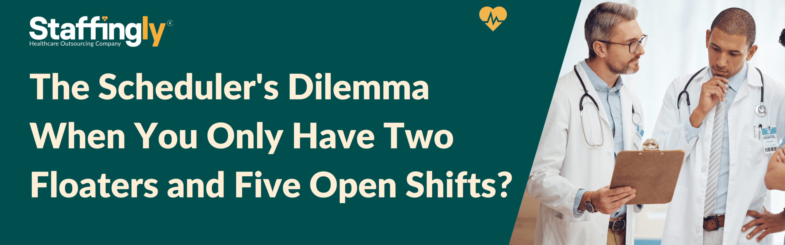 Two floaters vs. five open shifts chart showing scheduling stress and staff coverage gaps.