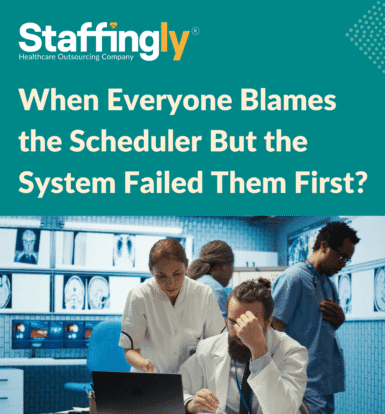 A home care scheduler reviewing caregiver shifts on a computer, ensuring accuracy and efficiency in scheduling.
