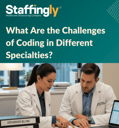 Medical coder reviewing codes for different specialties
