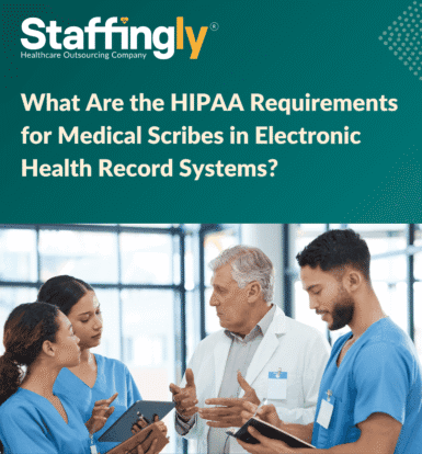 Medical scribe documenting patient information securely in an EHR system, ensuring HIPAA compliance and PHI protection