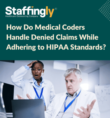 Medical coder reviewing and correcting denied claims while adhering to HIPAA standards