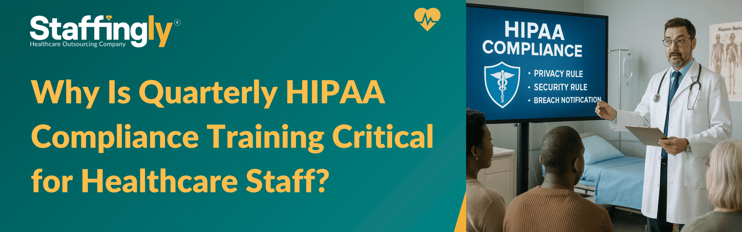 Healthcare staff receiving quarterly HIPAA compliance training to protect patient privacy and data security.