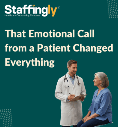 Healthcare call center agent providing emotional support to a distressed patient.