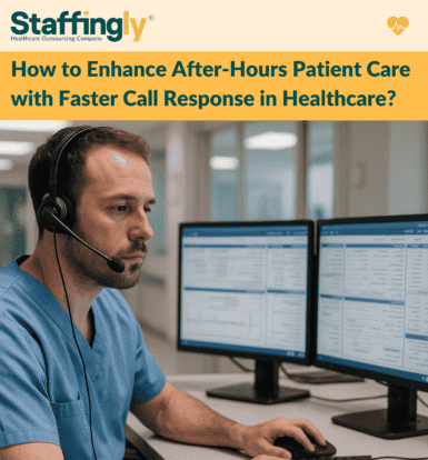 Healthcare professional using AI-powered call system for after-hours patient care