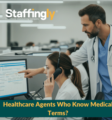 A healthcare-trained call center agent speaking with a patient, accurately using medical terminology to ensure clear communication.