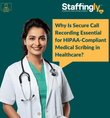 This image shows secure call recording systems used in medical scribing to ensure HIPAA compliance and patient data protection.