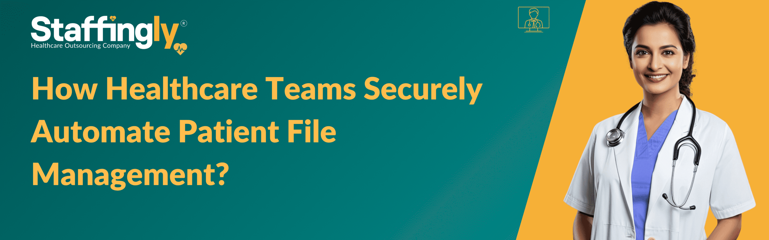 Healthcare assistant reviewing patient fax documents using HIPAA-compliant document management software