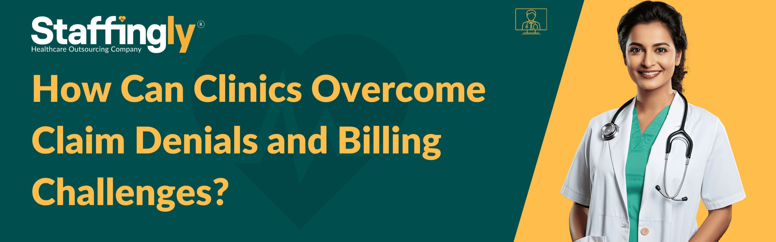 Clinic staff reviewing claim denial reports on computer