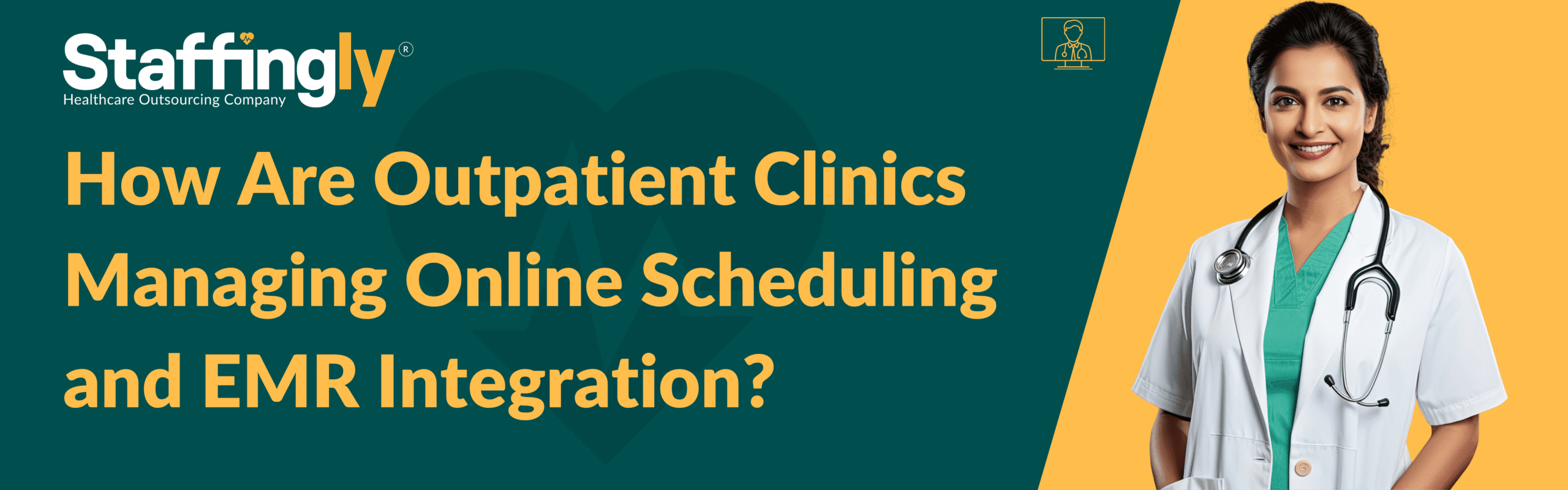 Clinic staff managing online scheduling on EMR system