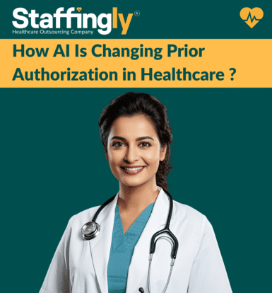 Virtual healthcare assistant managing AI prior authorization workflow on a computer screen.