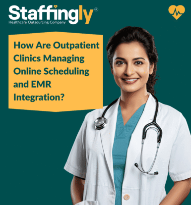 Clinic staff managing online scheduling on EMR system