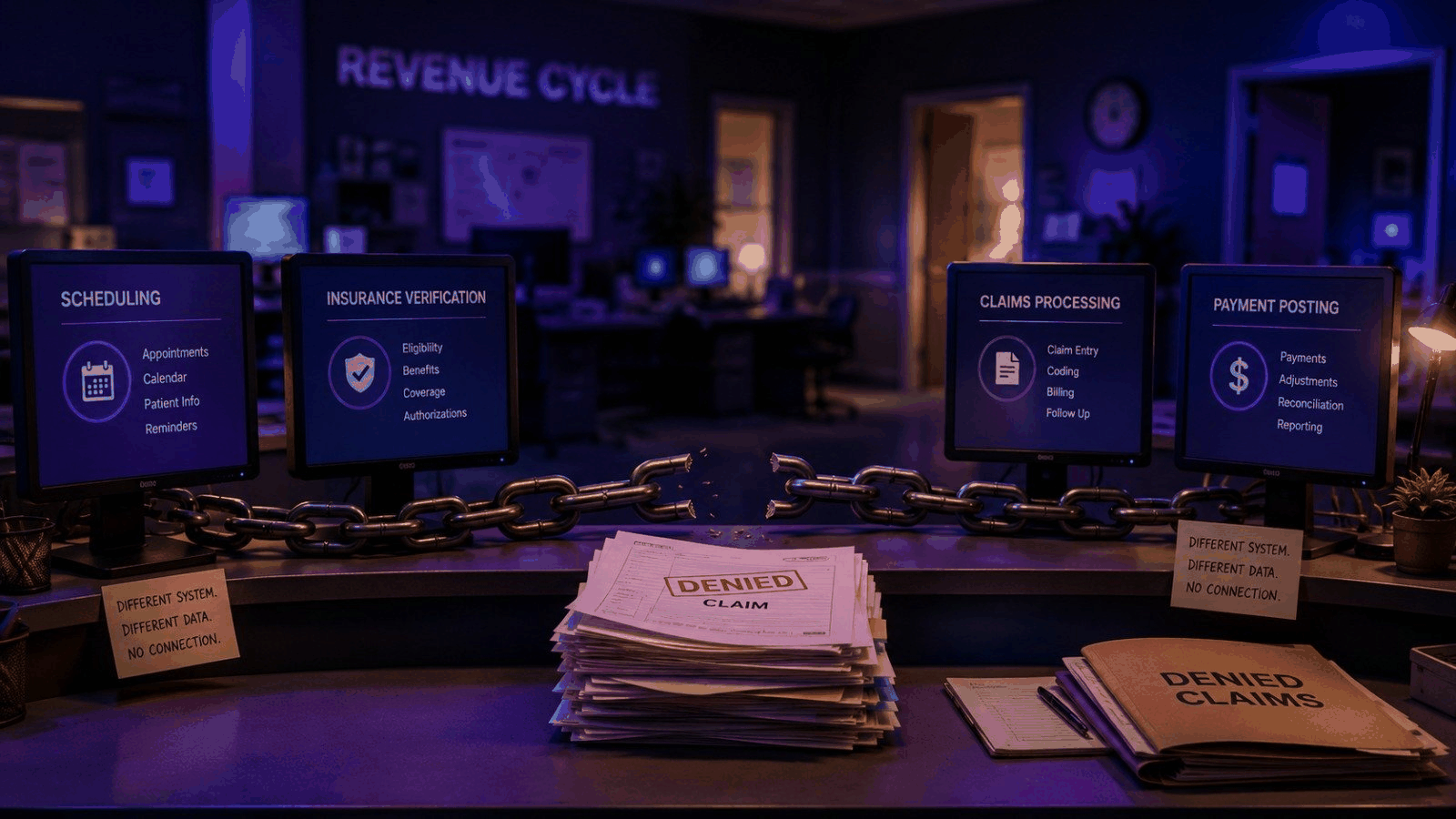 Disconnected AI tools creating data silos and denied claims in healthcare revenue cycle management